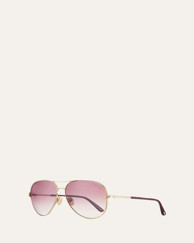 Clark Metal Aviator Sunglasses, Pink/Gold
